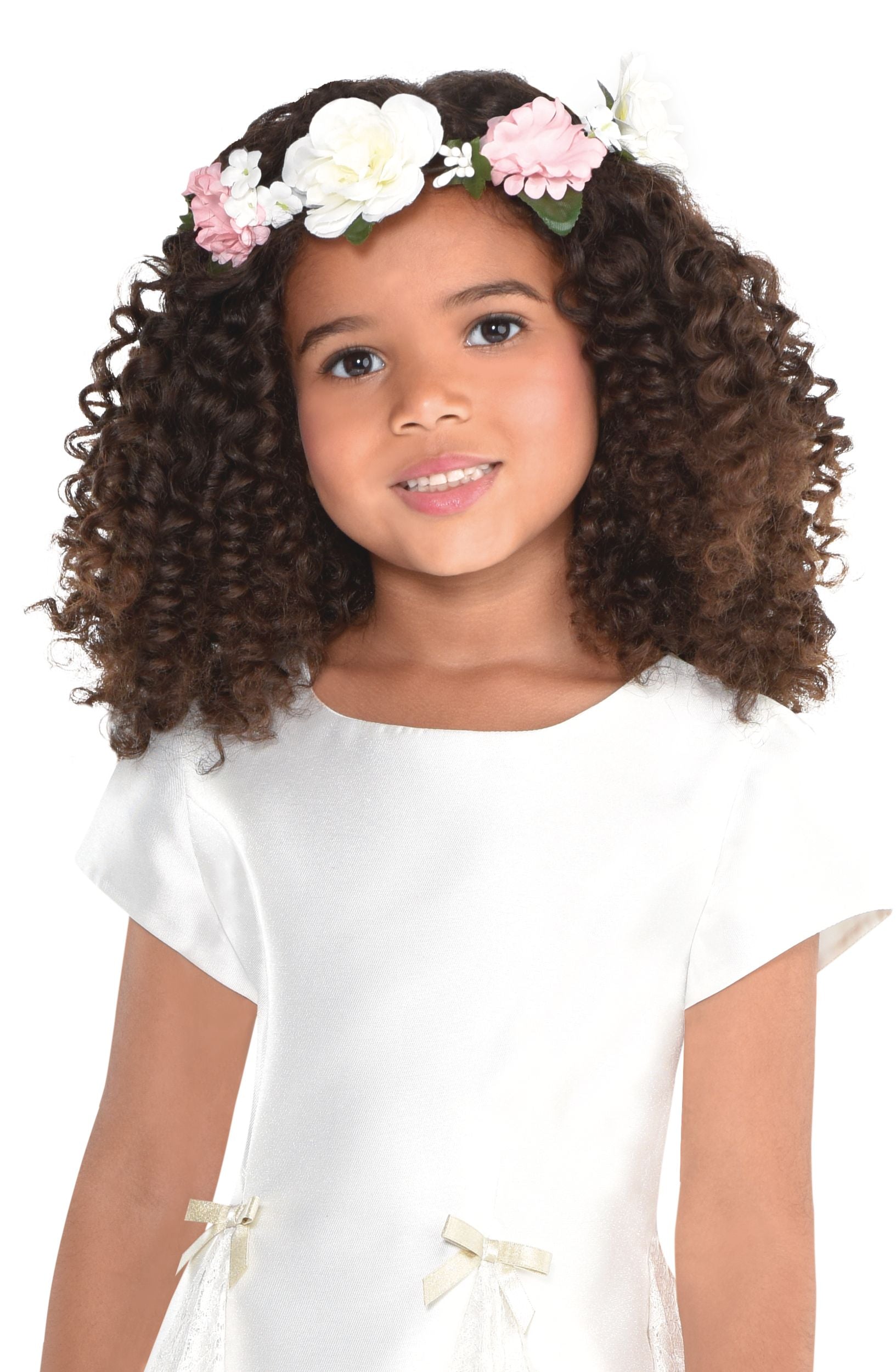 Flower Girl Head Wreath, Pink/White, One Size