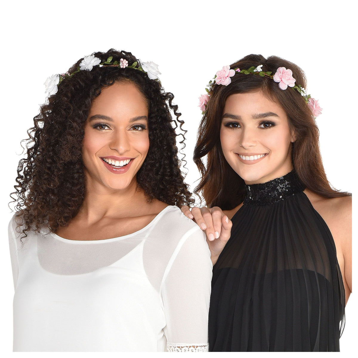 Flower Crown Wreath Headbands, Pink/White, One Size, 6-pk