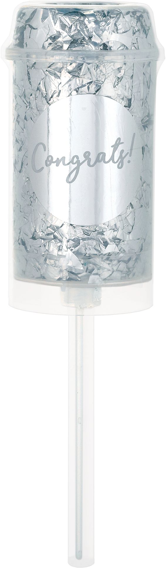 Congrats Love Metallic Confetti Poppers, Silver, 2-pk