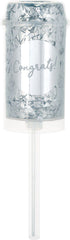 Congrats Love Metallic Confetti Poppers, Silver, 2-pk