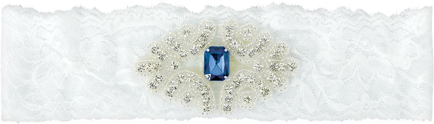 Bridal Gemstone Lace Garter, Blue/White, Plus Size