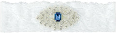 Bridal Gemstone Lace Garter, Blue/White, Plus Size