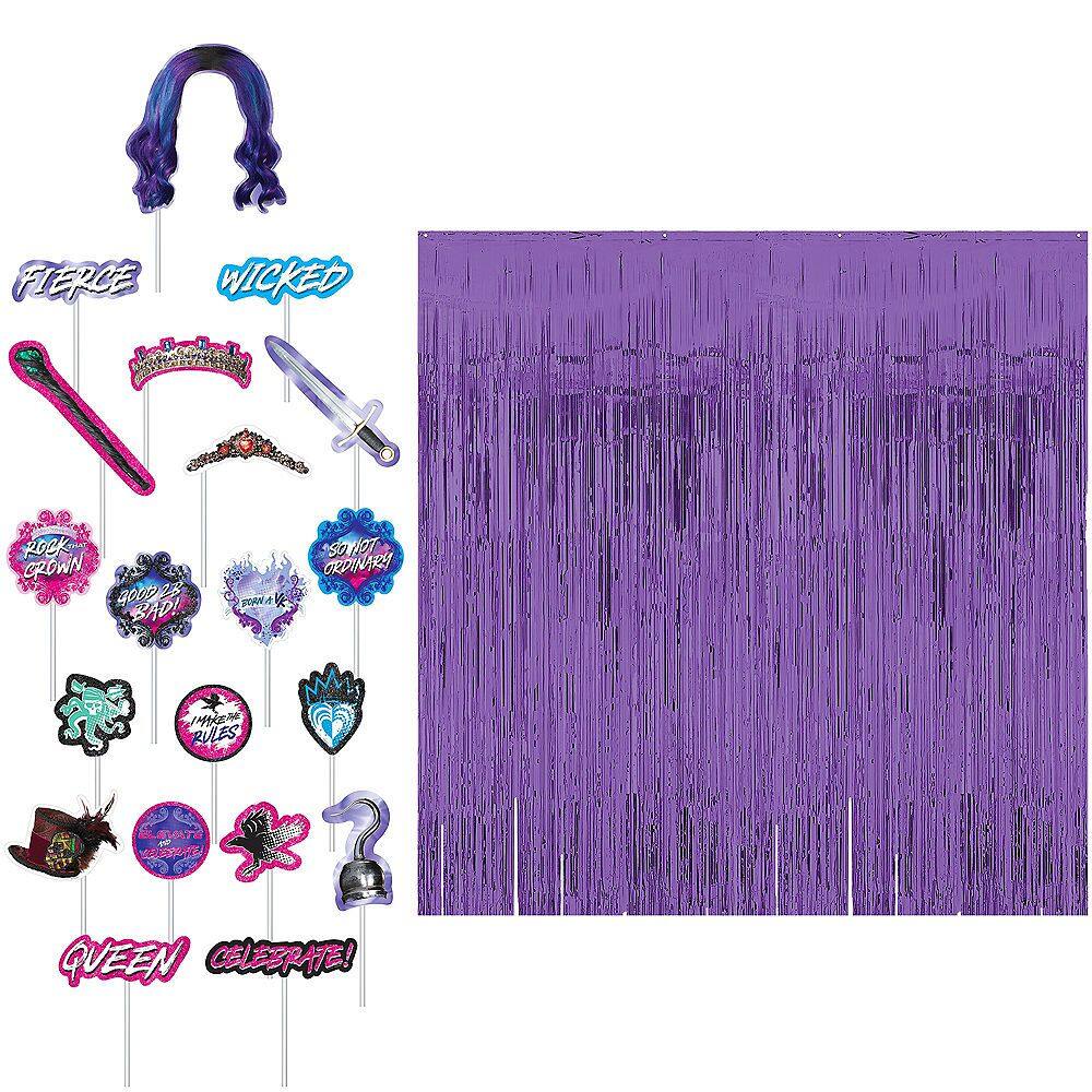 Disney Descendants, Plastic Fringe Scene Setter, Photo Booth Props, Purple, 36-inch, 20-pk