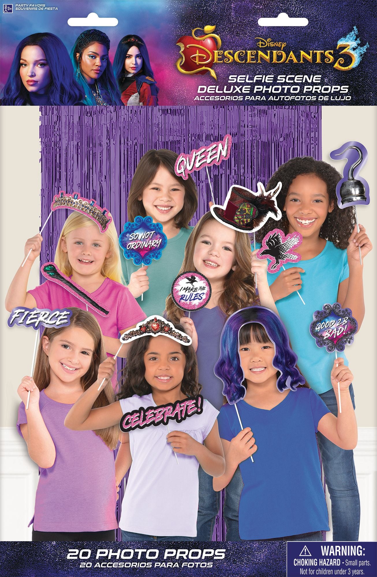 Disney Descendants, Plastic Fringe Scene Setter, Photo Booth Props, Purple, 36-inch, 20-pk