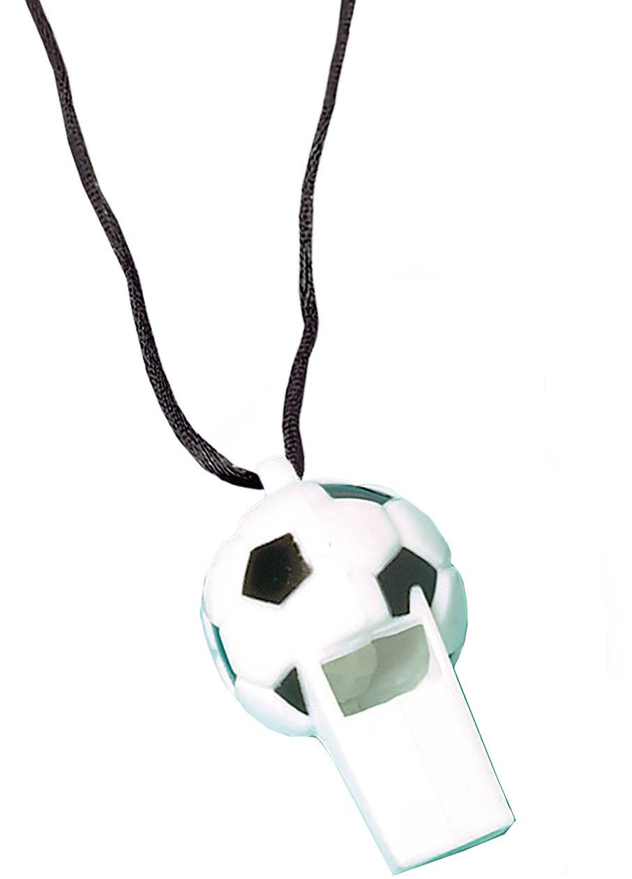 Soccer Blow Whistles with Lanyards, White/Black, One Size, 8-pk