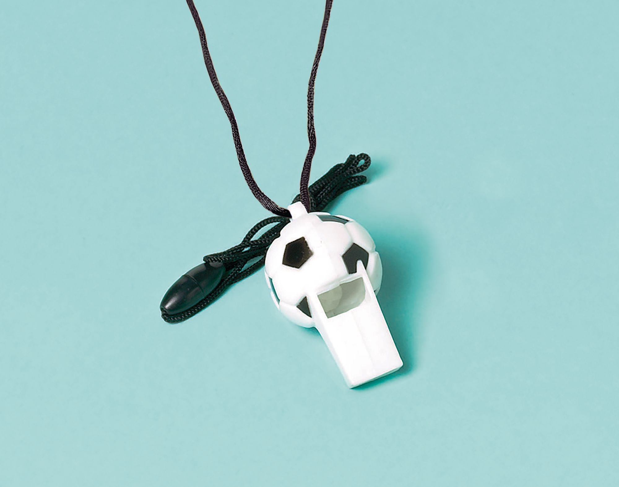 Soccer Blow Whistles with Lanyards, White/Black, One Size, 8-pk