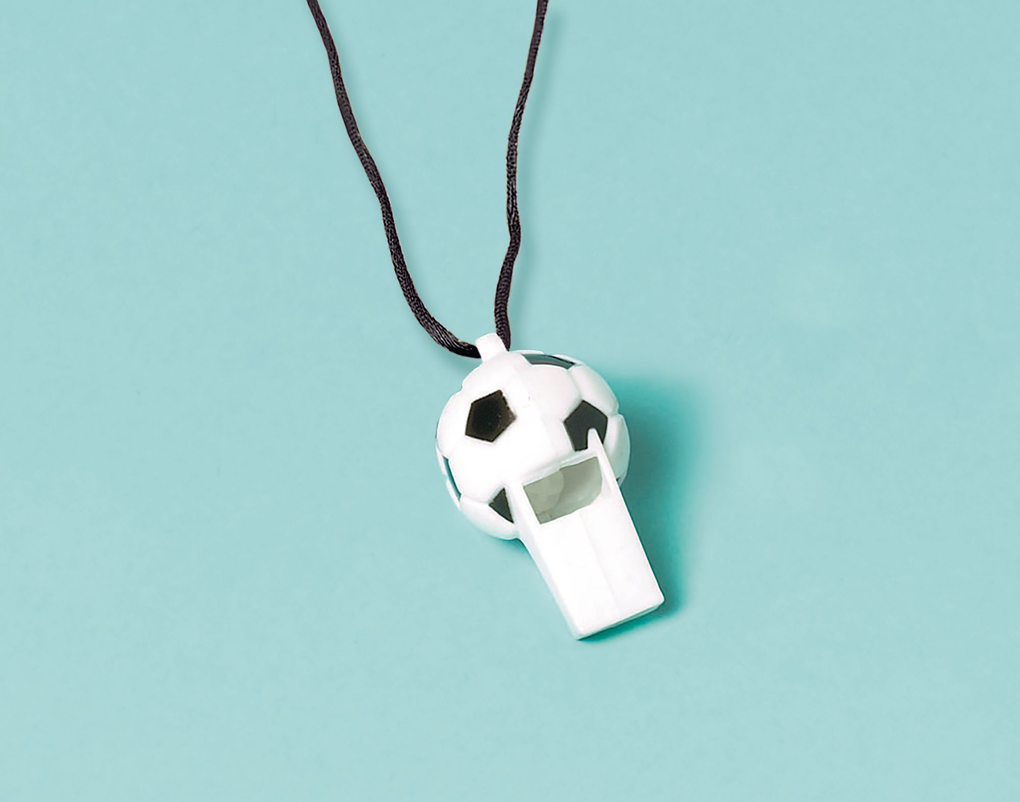 Soccer Blow Whistles with Lanyards, White/Black, One Size, 8-pk