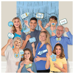 Mom To Be Fringe Scene Setter, Photo Booth Props, Blue/Gold, 15-inch, 21-pk