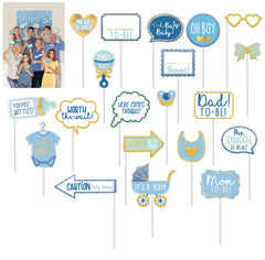 Mom To Be Fringe Scene Setter, Photo Booth Props, Blue/Gold, 15-inch, 21-pk