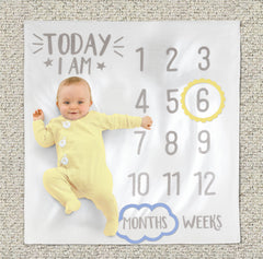 Baby Milestone Photo Blanket, White/Grey, 47-inch