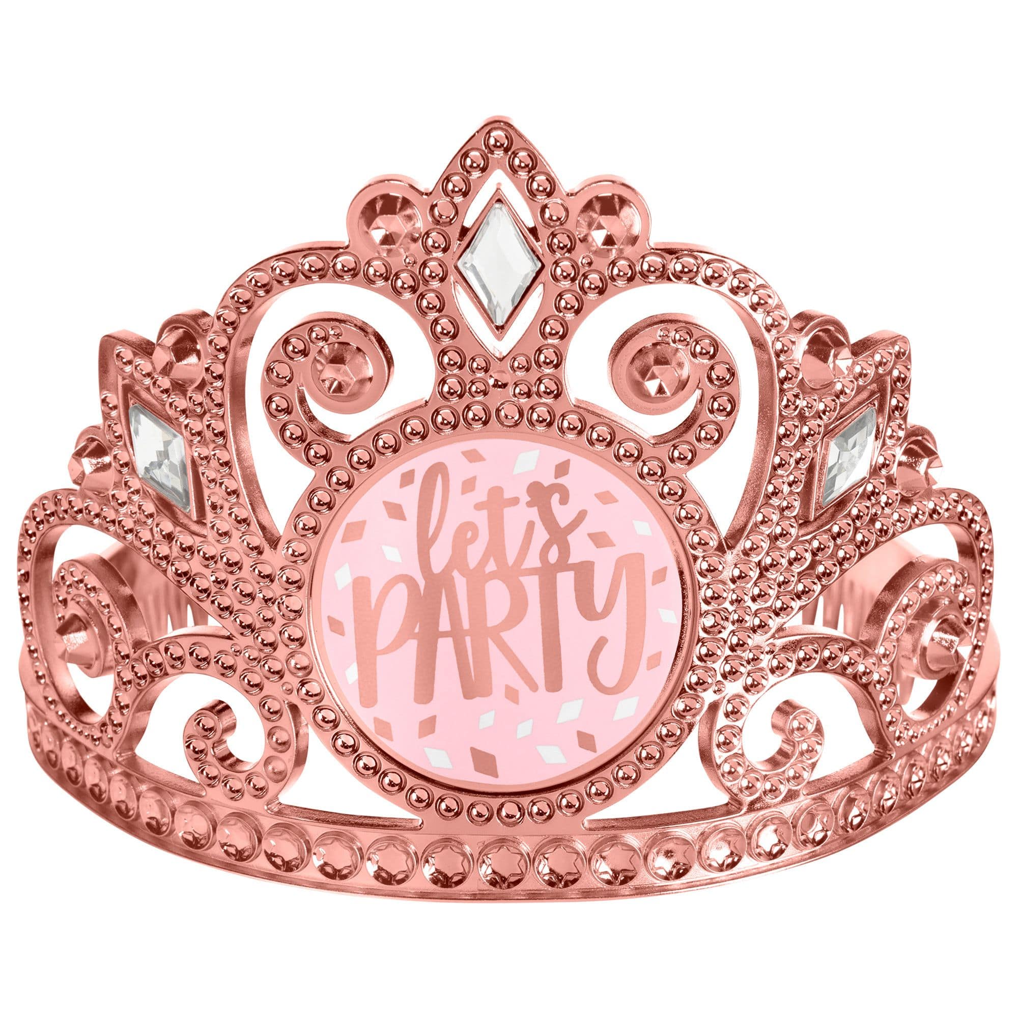 Blush Birthday "Let's Party" Crown Tiara, Pink, One Size