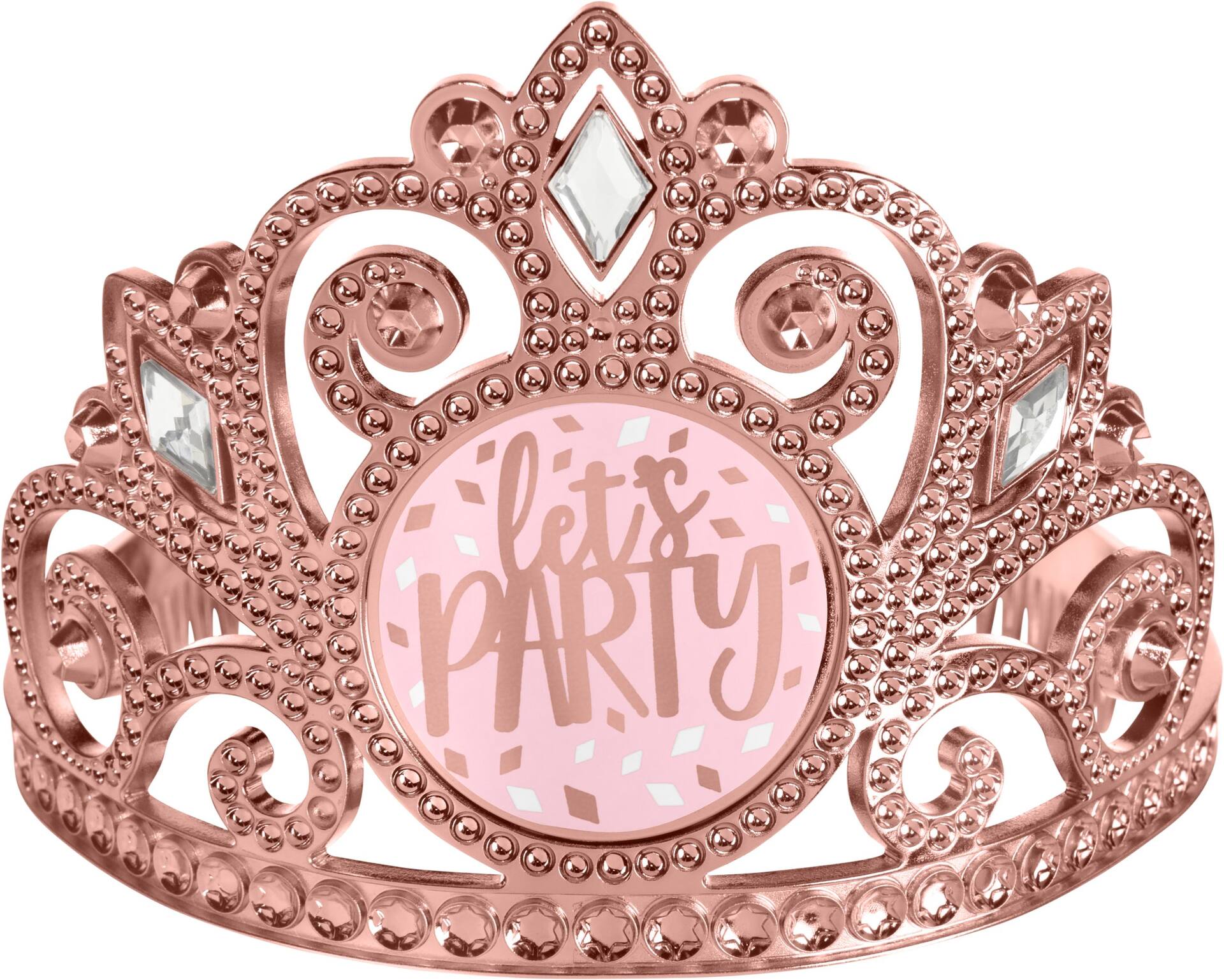 Blush Birthday "Let's Party" Crown Tiara, Pink, One Size