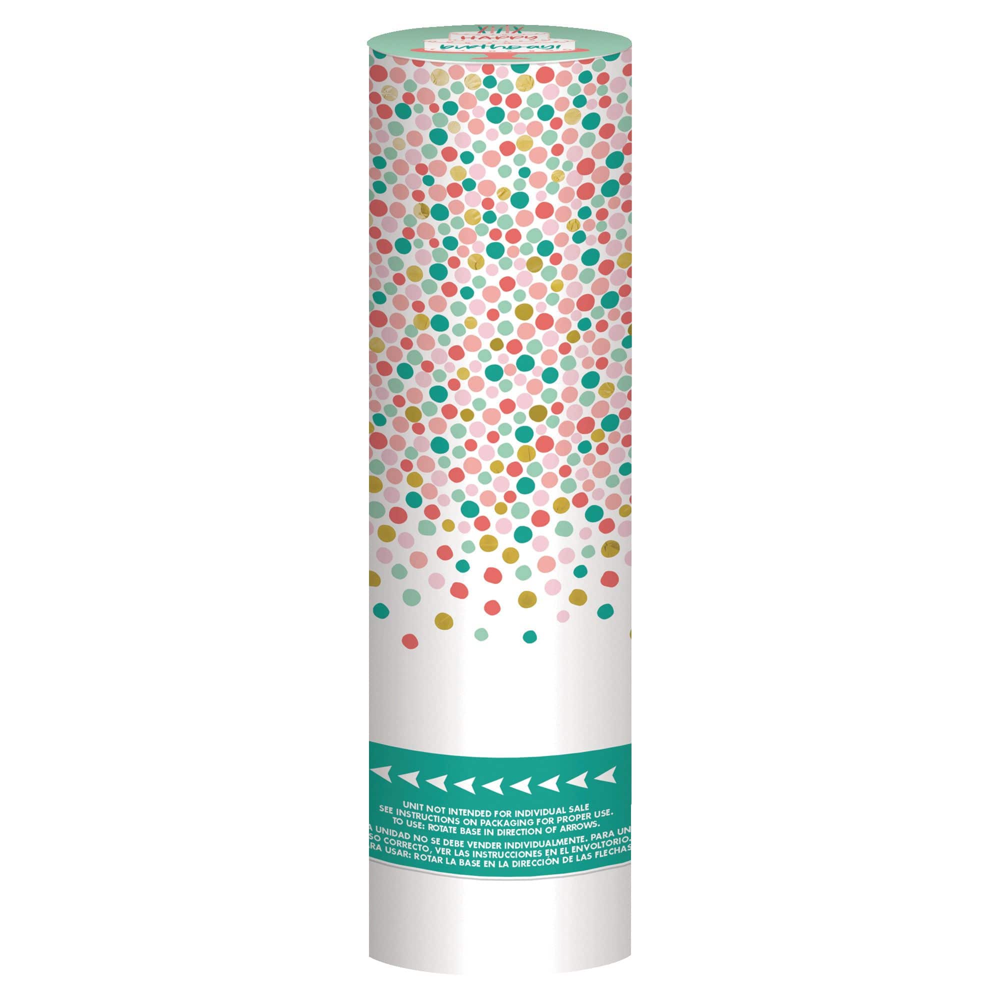Happy Cake Day Metallic Confetti Poppers, Multi-Colored, 2-pk