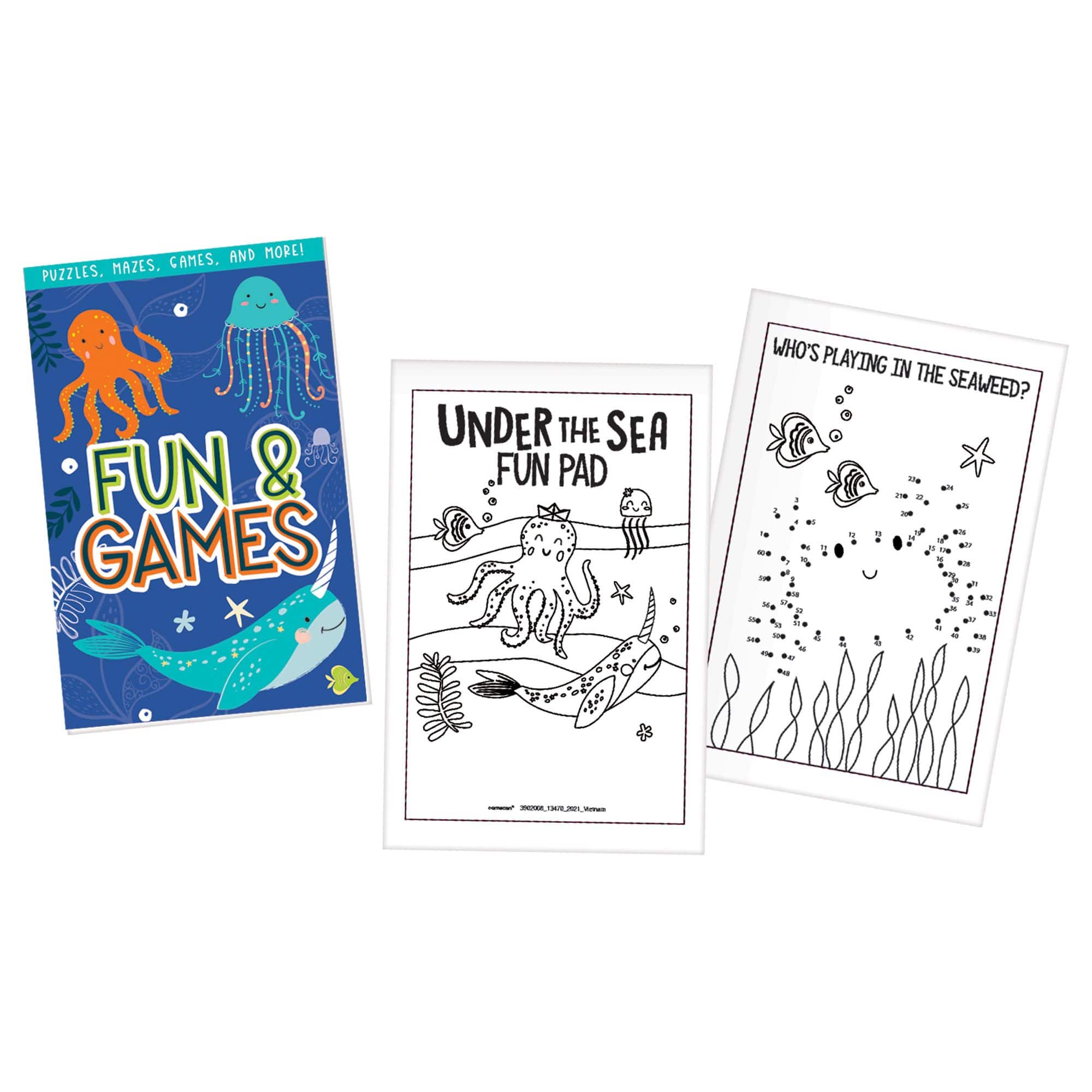 Under the Sea Fun Pads Coloring Sheets, Black/White, 8-pk