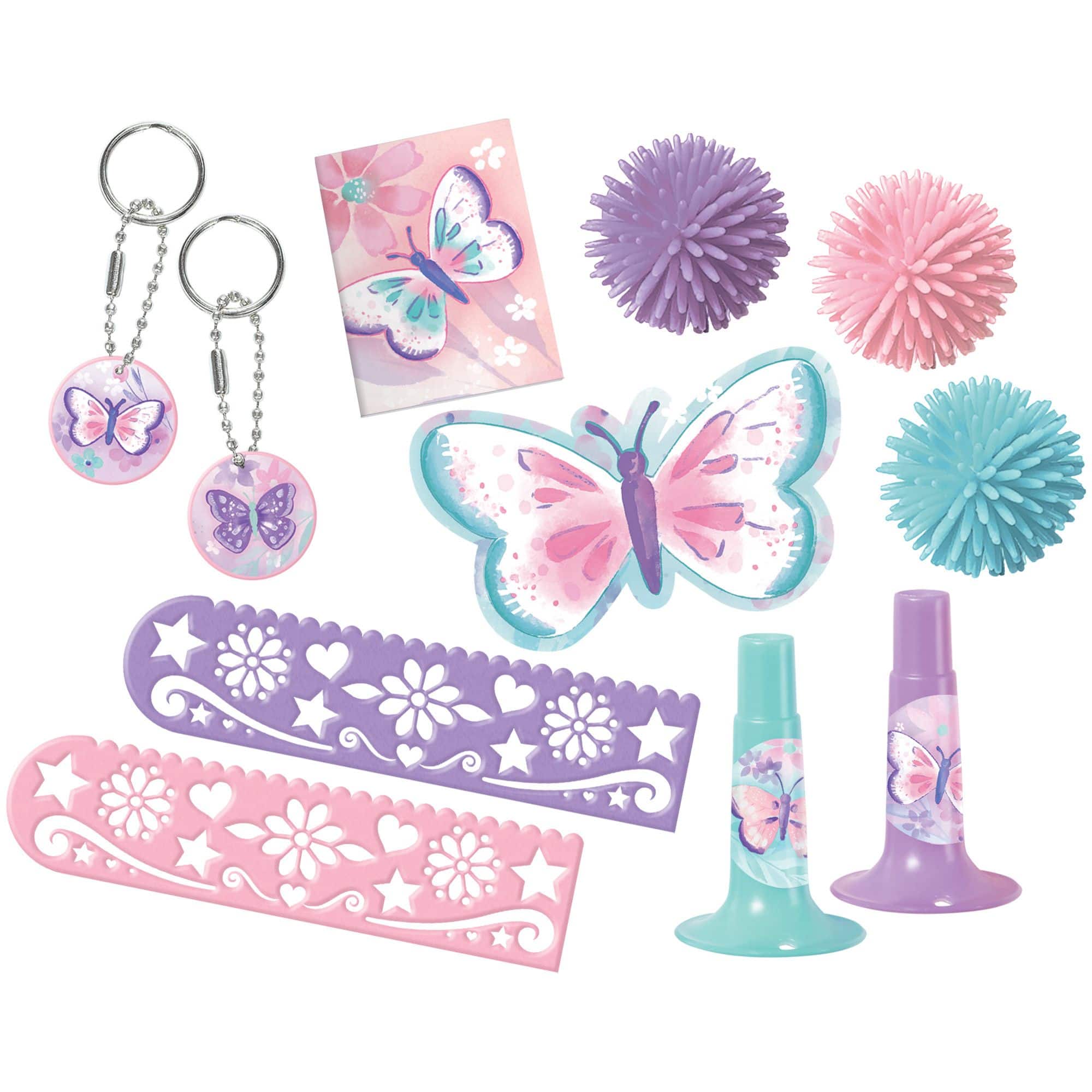 Flutter Butterfly Mega Mix Party Favor Pack, Purple/Blue, 48-pk