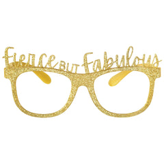 Golden Age Glitter Glasses, Fierce and Fabulous, Gold, One Size, 6-pk