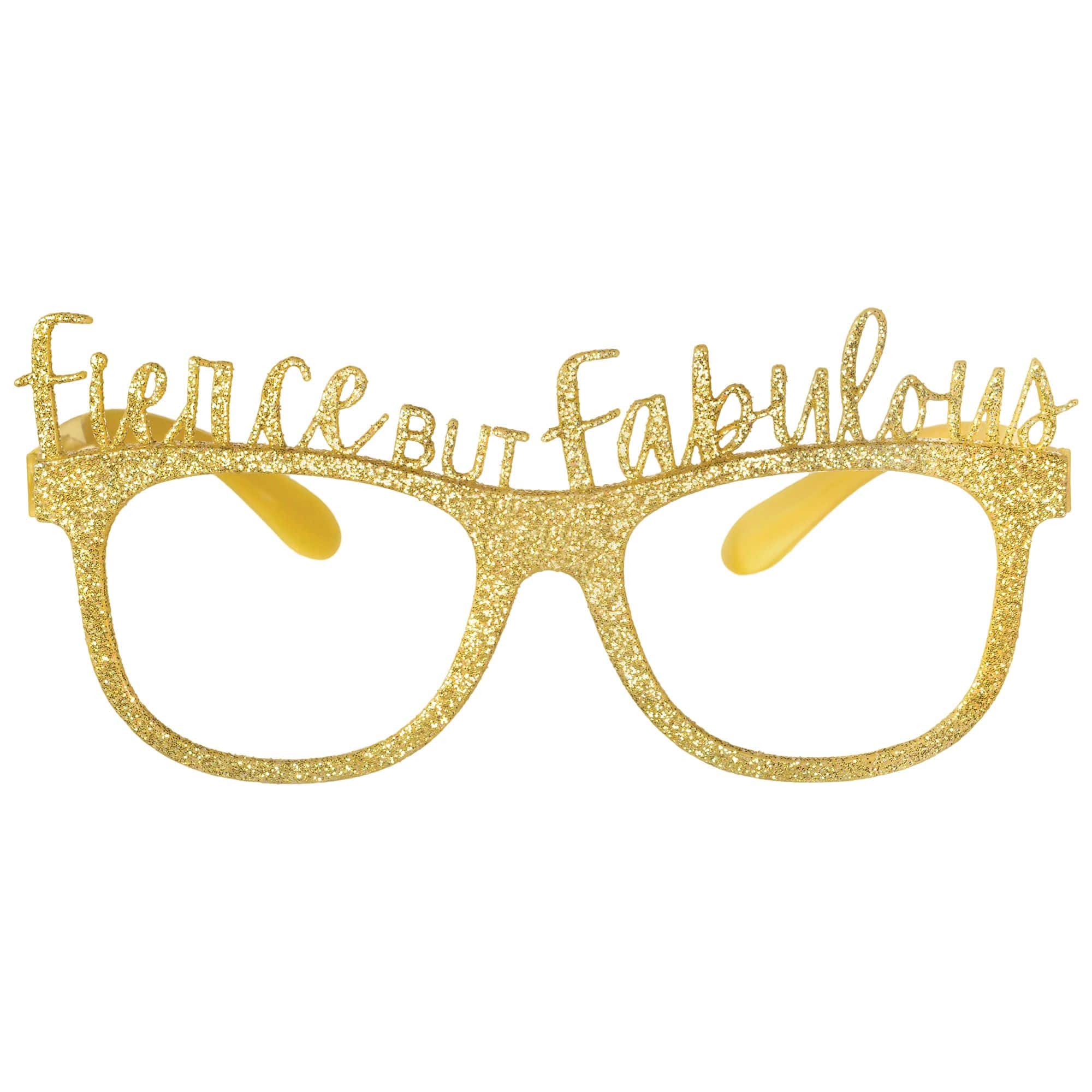 Golden Age Glitter Glasses, Fierce and Fabulous, Gold, One Size, 6-pk