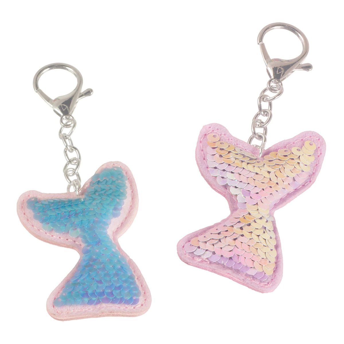 Shimmering Mermaid Sequin Keychains, Blue/Pink, 4-pk