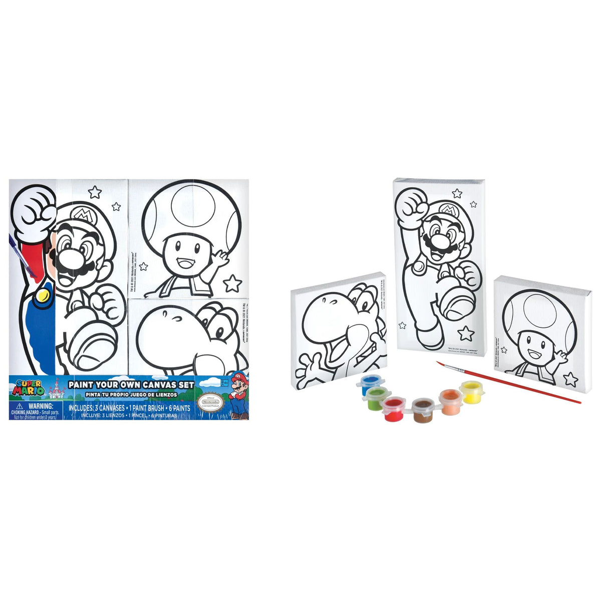 Nintendo Super Mario Canvas Painting Kit, Multi-Colored, 10-pk