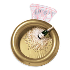 Diamond Ring Inflatable Cooler, Gold, 44-in, for Bachelorette Party/Wedding