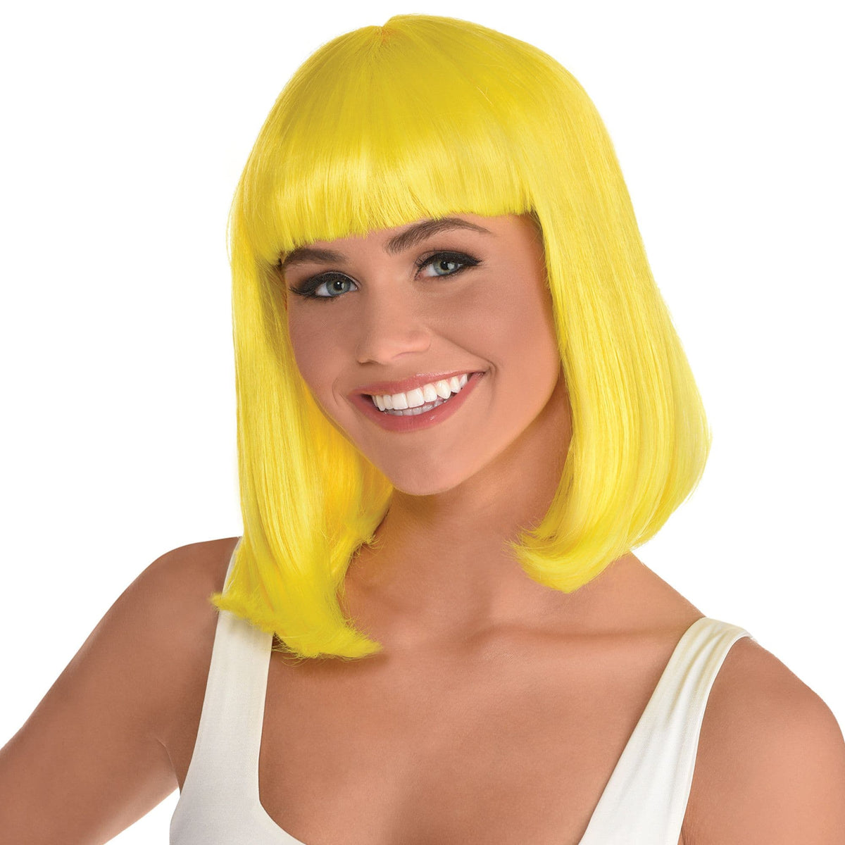 Bob Straight Hair Wig, Yellow, One Size, Wearable Costume Accessory