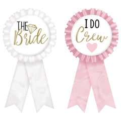 "I Do Crew" & "The Bride" Award Ribbon, Pink/White, One Size, 8-pk