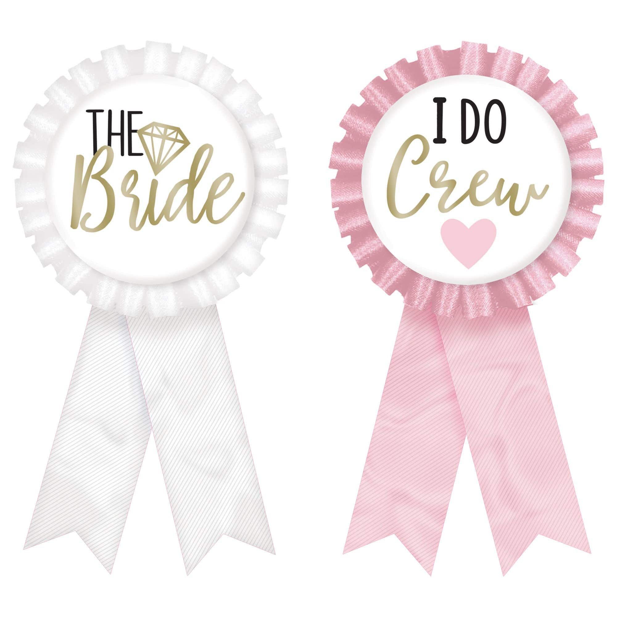 "I Do Crew" & "The Bride" Award Ribbon, Pink/White, One Size, 8-pk