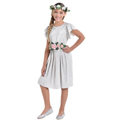 Flower Girl Floral Set, Crown & Belt, Green/Pink, One Size, 2-pk