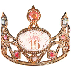 Sweet Sixteen Light-Up Bejeweled Tiara, Rose Gold, One Size