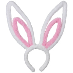 Jumbo Bunny Ears Headband, White/Pink, One Size