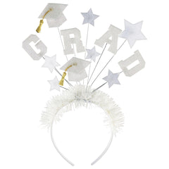 GRAD Graduation Headband, White