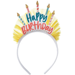 Happy Birthday Candle Headband, Gold/White