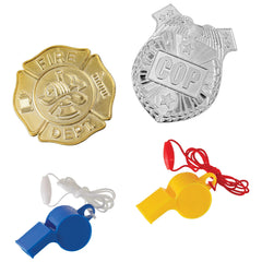 First Responder Badge and Whistle Favor Set