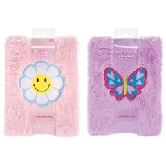 Delightful Fuzzy Notebooks - Smiley Flower & Butterfly Designs