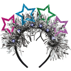 Starlight Light-Up Star Tinsel Headband, Multi-Color, One Size