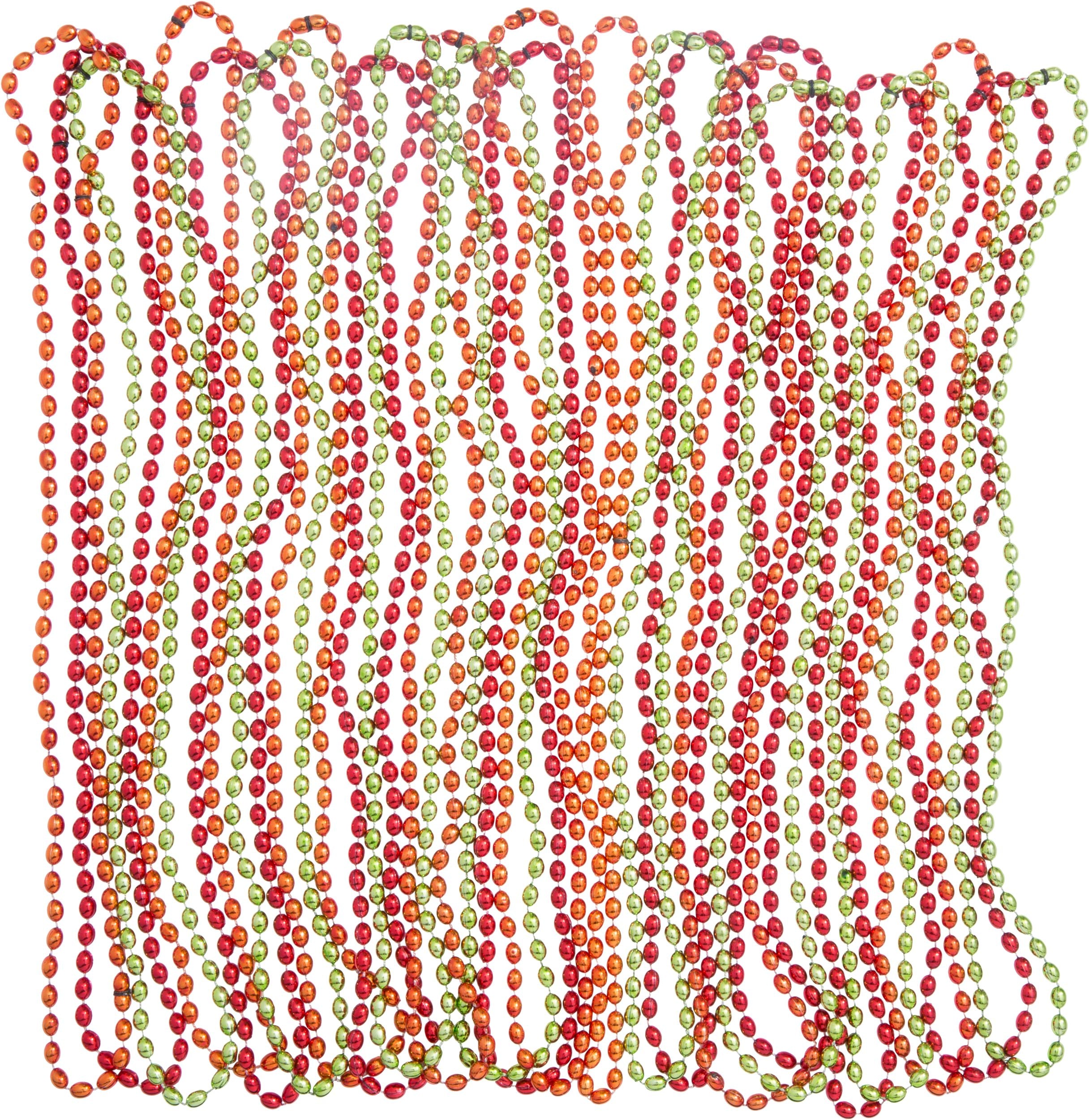 Beaded Necklaces, Red/Orange/Green, 17 inch, 24-pk