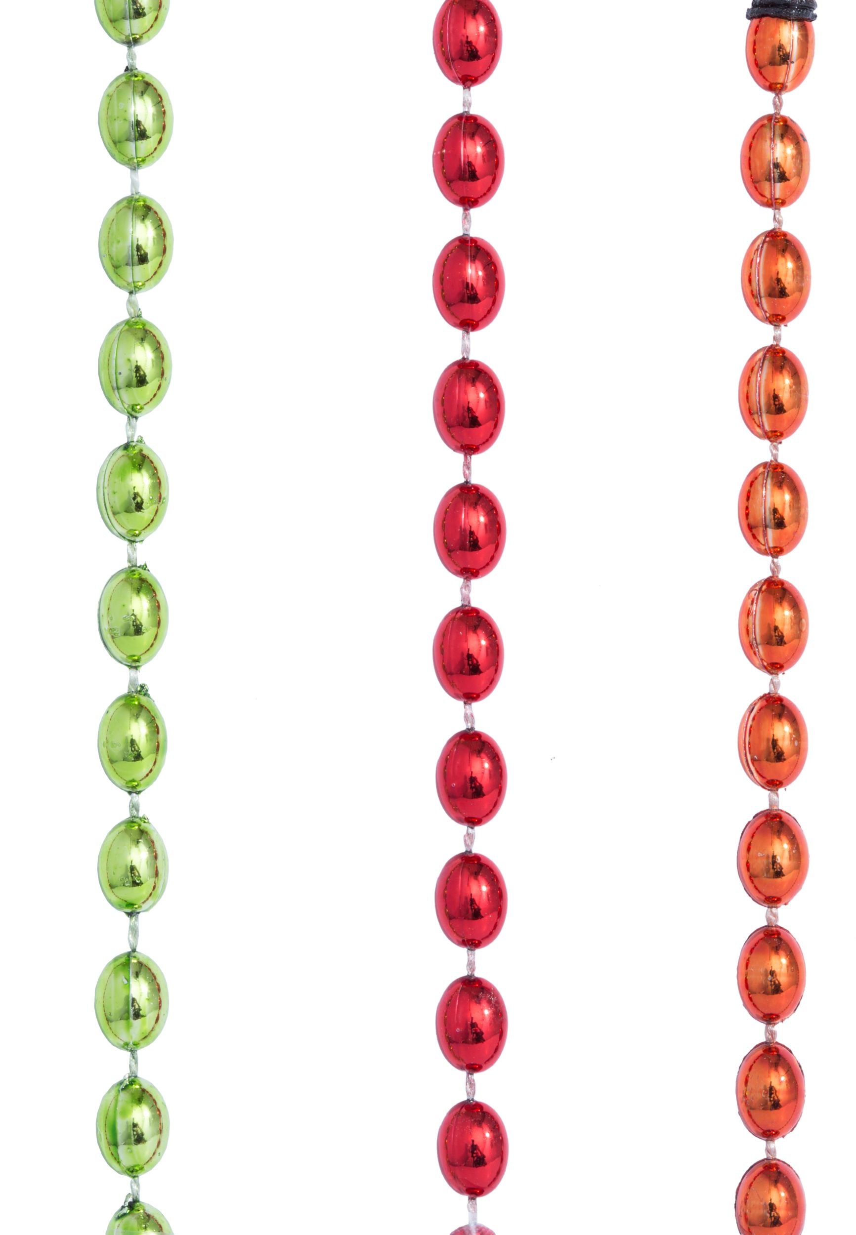 Beaded Necklaces, Red/Orange/Green, 17 inch, 24-pk