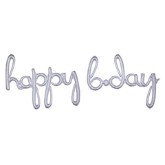 Silver Holographic Happy B-day Script Balloon
