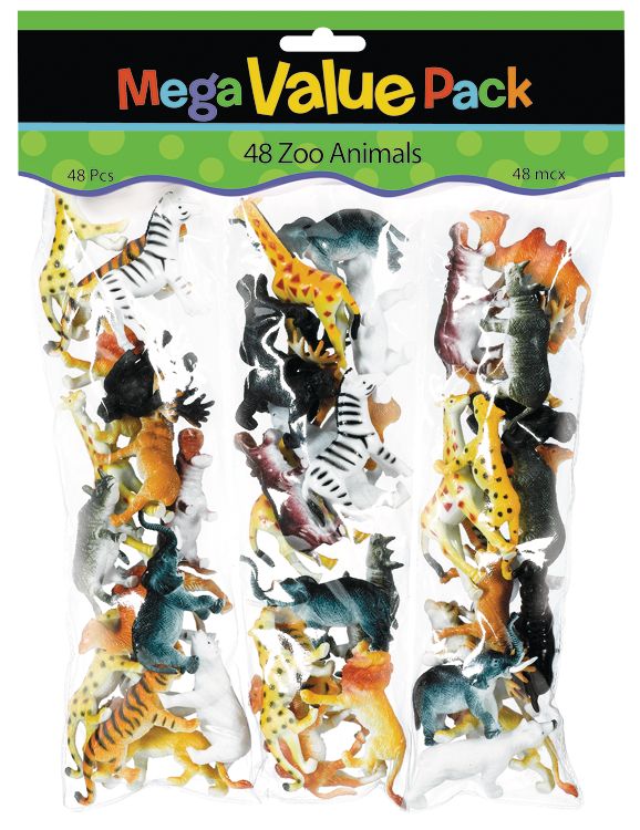 Zoo Animals Favor Toys, Multi-Colored, 36-pk