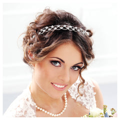 Bridal Crown Tiara Headband, Silver, One Size, Wearable Accessory for Weddings