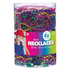 Rainbow Bead Necklaces, 30-inch, 50-Pack