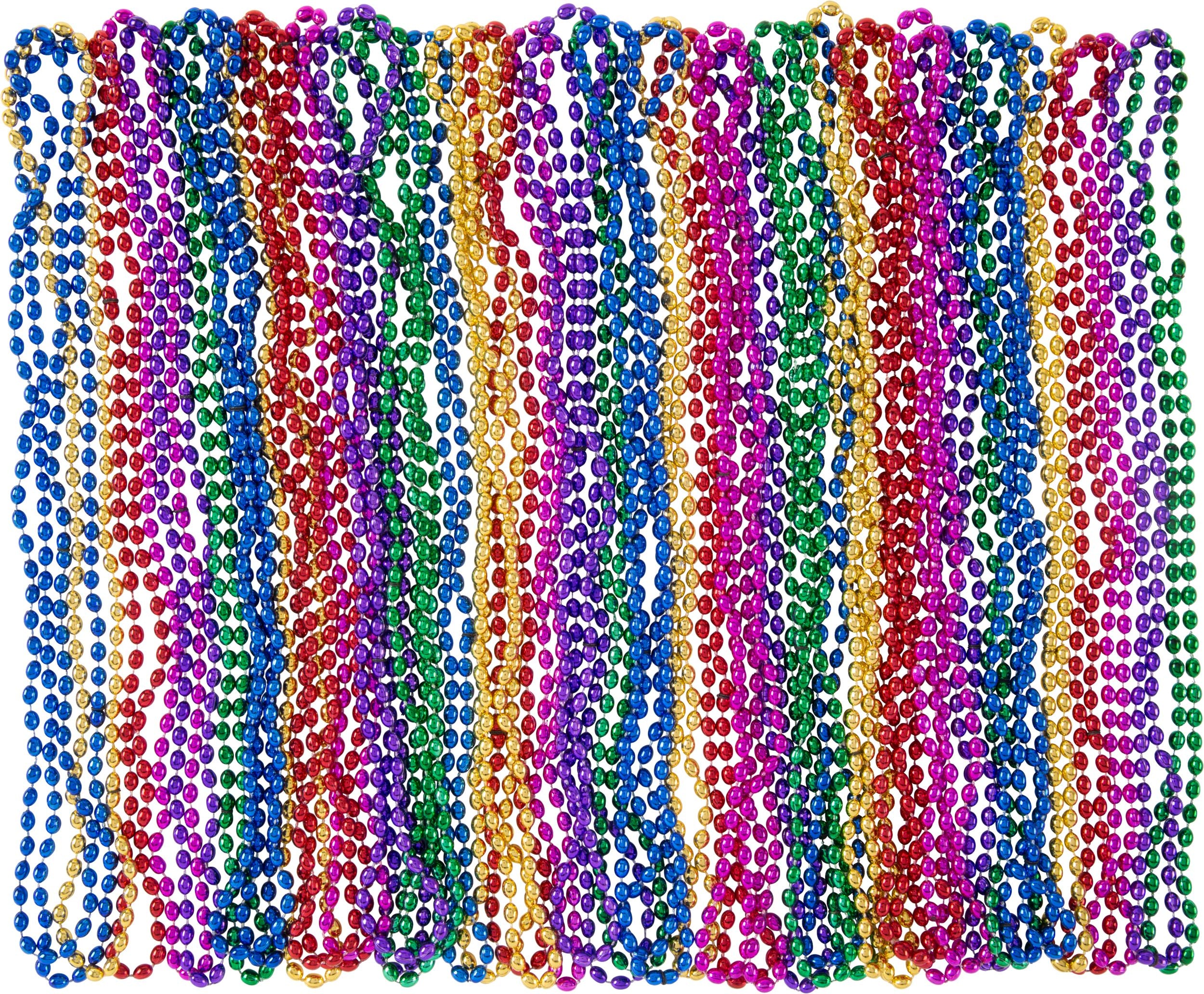 Rainbow Bead Necklaces, 30-inch, 50-Pack