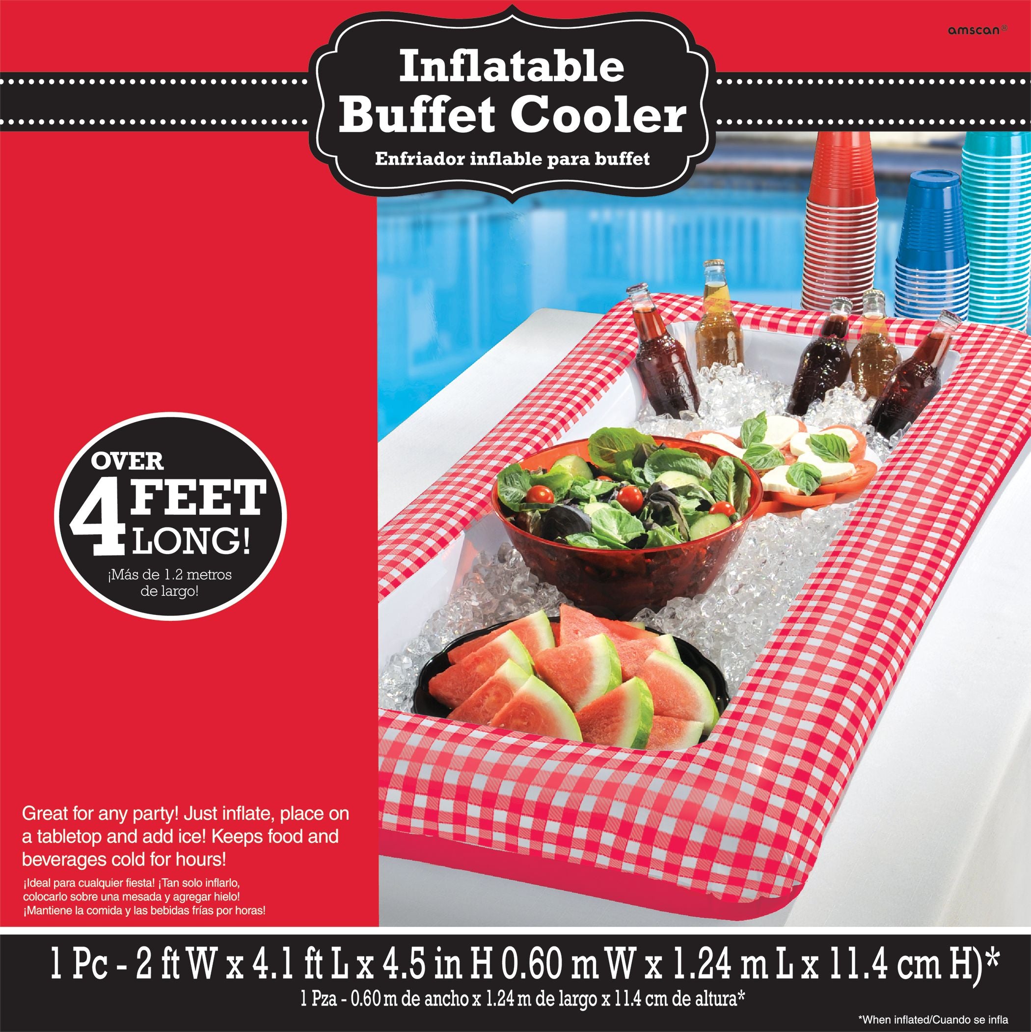 Picnic Party Red Gingham Inflatable Buffet Cooler
