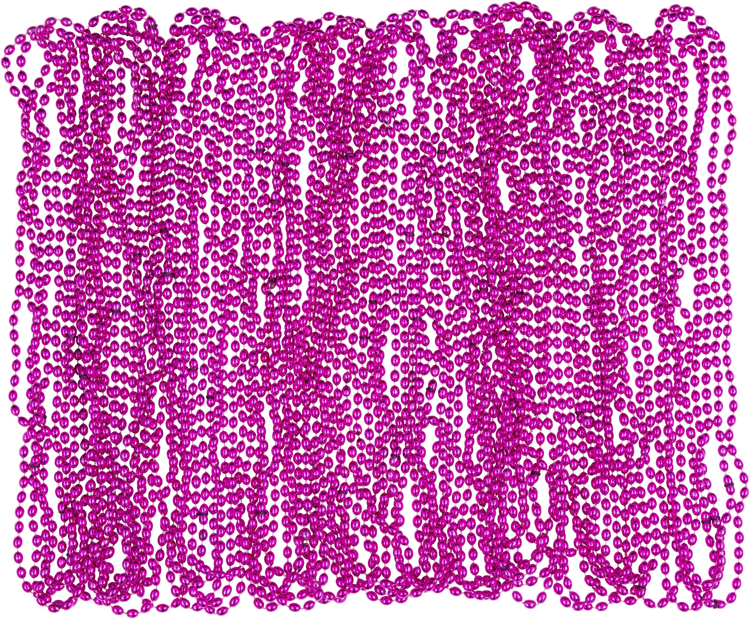 Bright Pink Bead Necklaces, 30 inch, 50 Pack