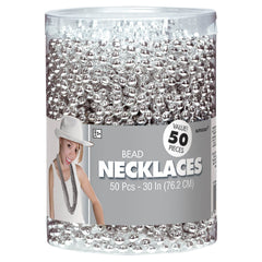Silver Beaded Necklaces, 30-inch, 50-Pack