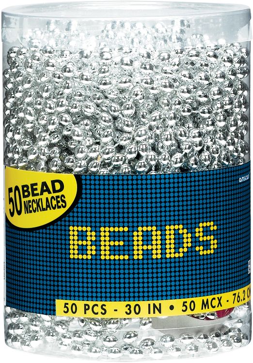 Silver Beaded Necklaces, 30-inch, 50-Pack