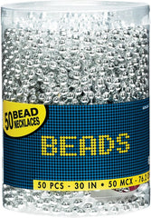 Silver Beaded Necklaces, 30-inch, 50-Pack
