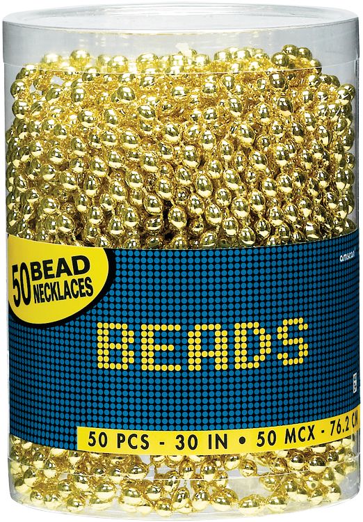 Gold Beaded Necklaces, 30-inch, 50-Pack