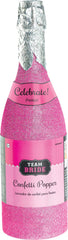 Team Bride Champagne Bottle Confetti Popper, Pink/Silver