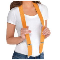 Vibrant Orange Adjustable Y-Back Suspenders, One Size